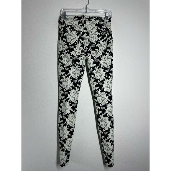 7 For All Mankind Bohemian Black & White Jacquard Pants Size 27 Lace Effect - Picture 4 of 16